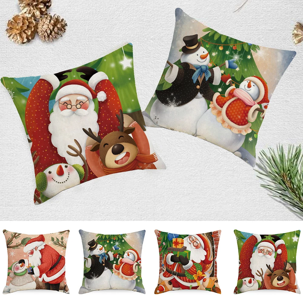 

Christmas Cushion Cover Pillow Case Cotton Linen Xmas Home Sofa Throw Decor 45cm Christmas Ornament Christmas Pillow Case 2023