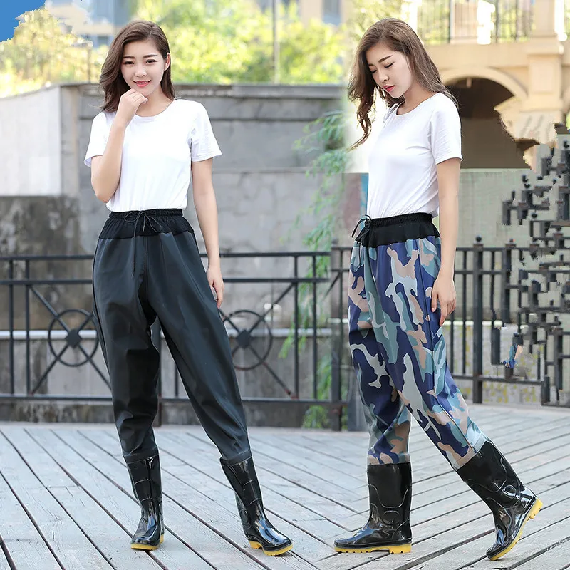 

Women Waterproof Fishing Waist Wading Pants Non-slip Rubber Boots Men Women Wader Shoes Hunting Trousers Outdoor Fishing