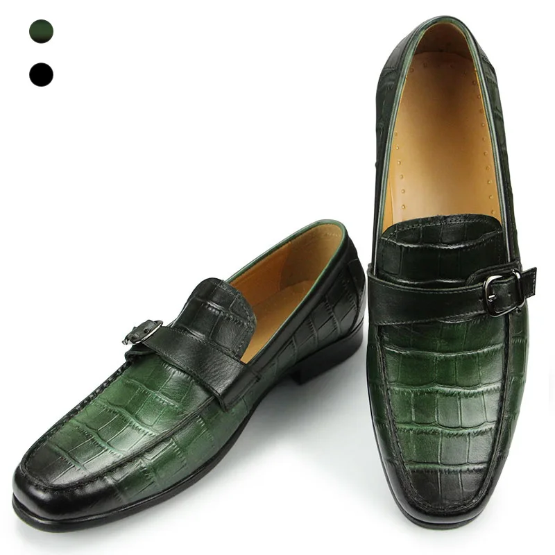 

Dress Shoes For Men Loafer Male Fashion Casual Alligator Printing Daily Wear Luxury Genuine Leather Slip-on heren schoenen 2022