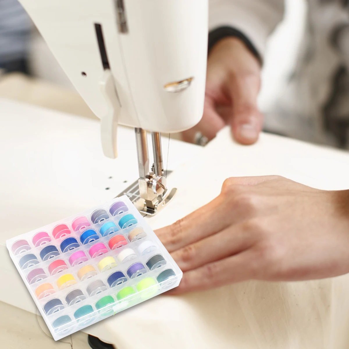 

36Pcs Sewing Machine Bobbin Threads With Storage Case Box Janome/Elna/Kenmore/Babylock/Singer Sewing Machine（Assorted Colors）