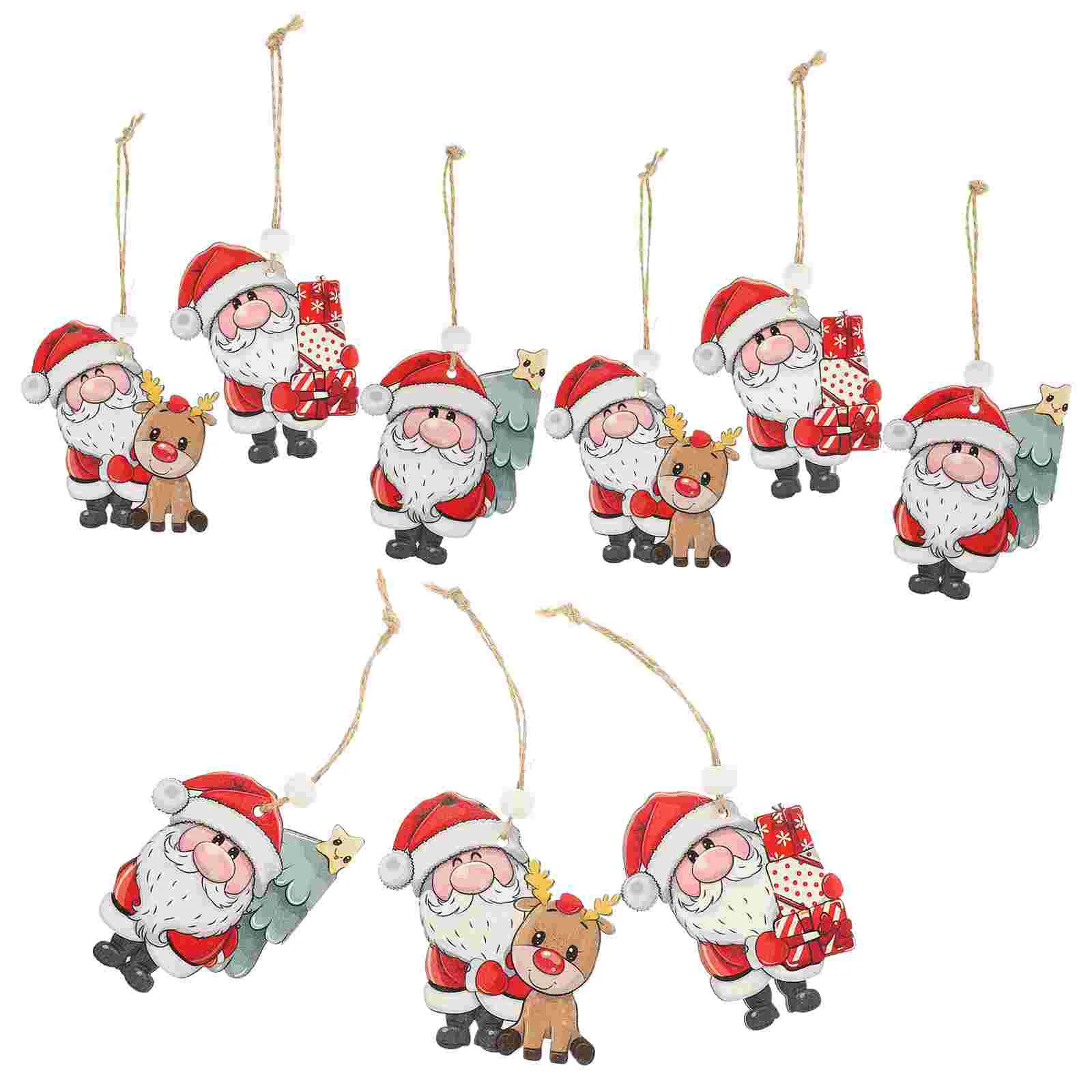 

9pcs Wooden Christmas Tree Hanging Decoration Lovely Xmas Themed Hanging Ornament Party Favor