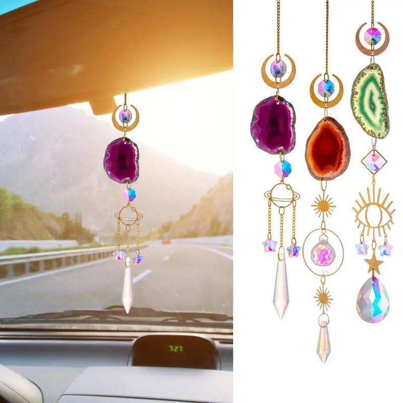 

Автомобильный кристаллический кулон, агат и кристаллическое украшение для автомобиля, декоративный подарок, идеально подходит для ваших друзей и семьи