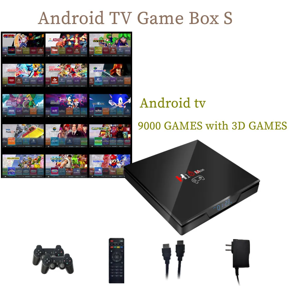 2022 Ретро Игровая приставка и Android Smart TV Box 2 в 1 9000 + игровая с 3D играми Pad 64 128G IP Media Player