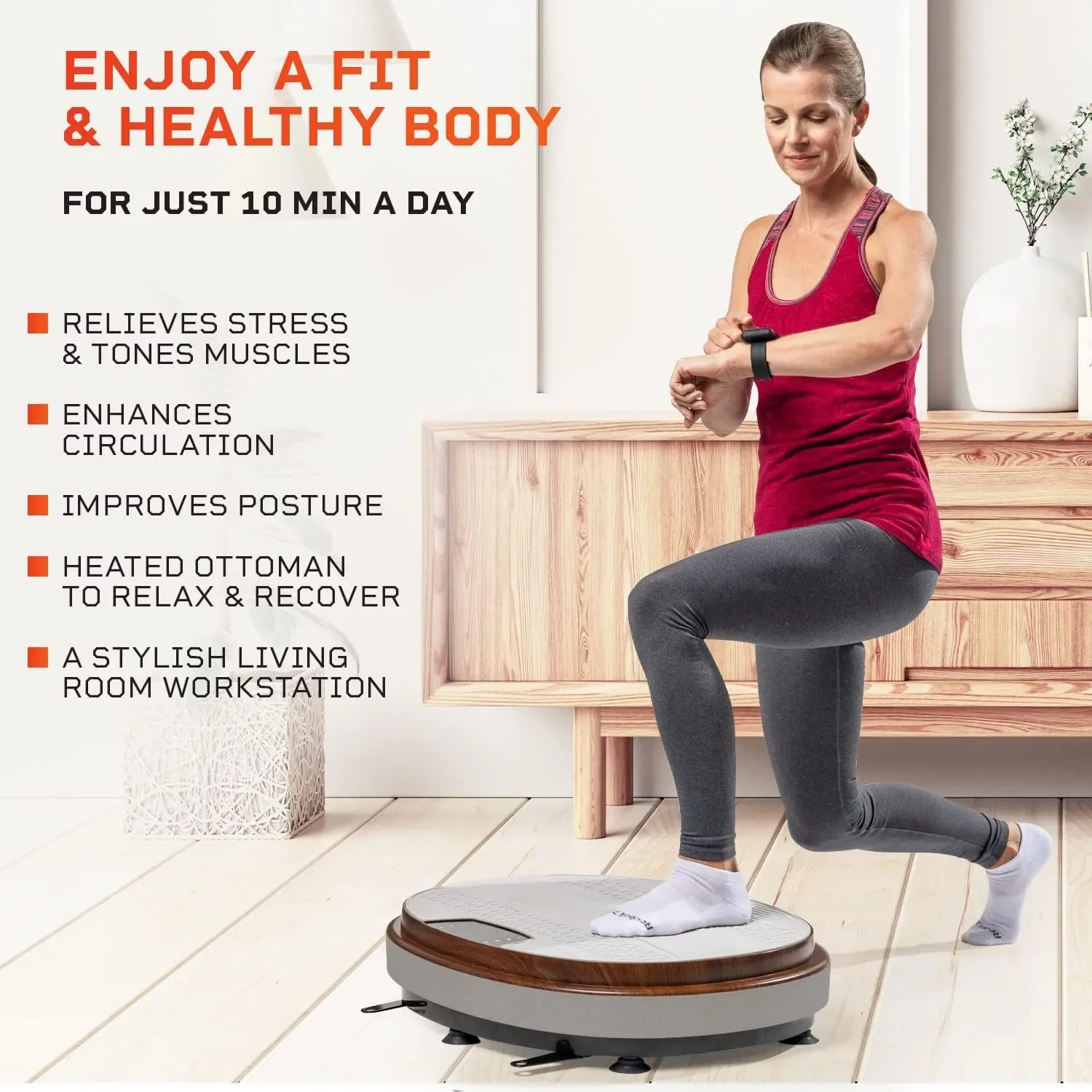 

Vibration Plate Exercise Machine - Vibration Platform for Circulation & Metabolism Boost - Elegant Living-Room Vibration Mac Gri