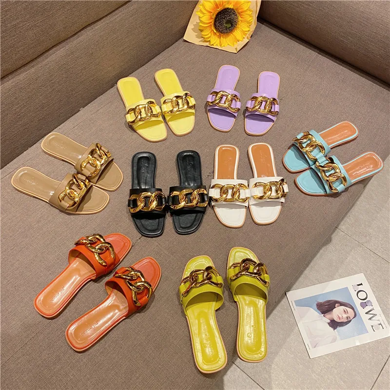 

Summer Slipper Women New Design Link Chain Sexy Beach Indoor Colorful Outside Suitabale Female Fashion Wearing Sandals