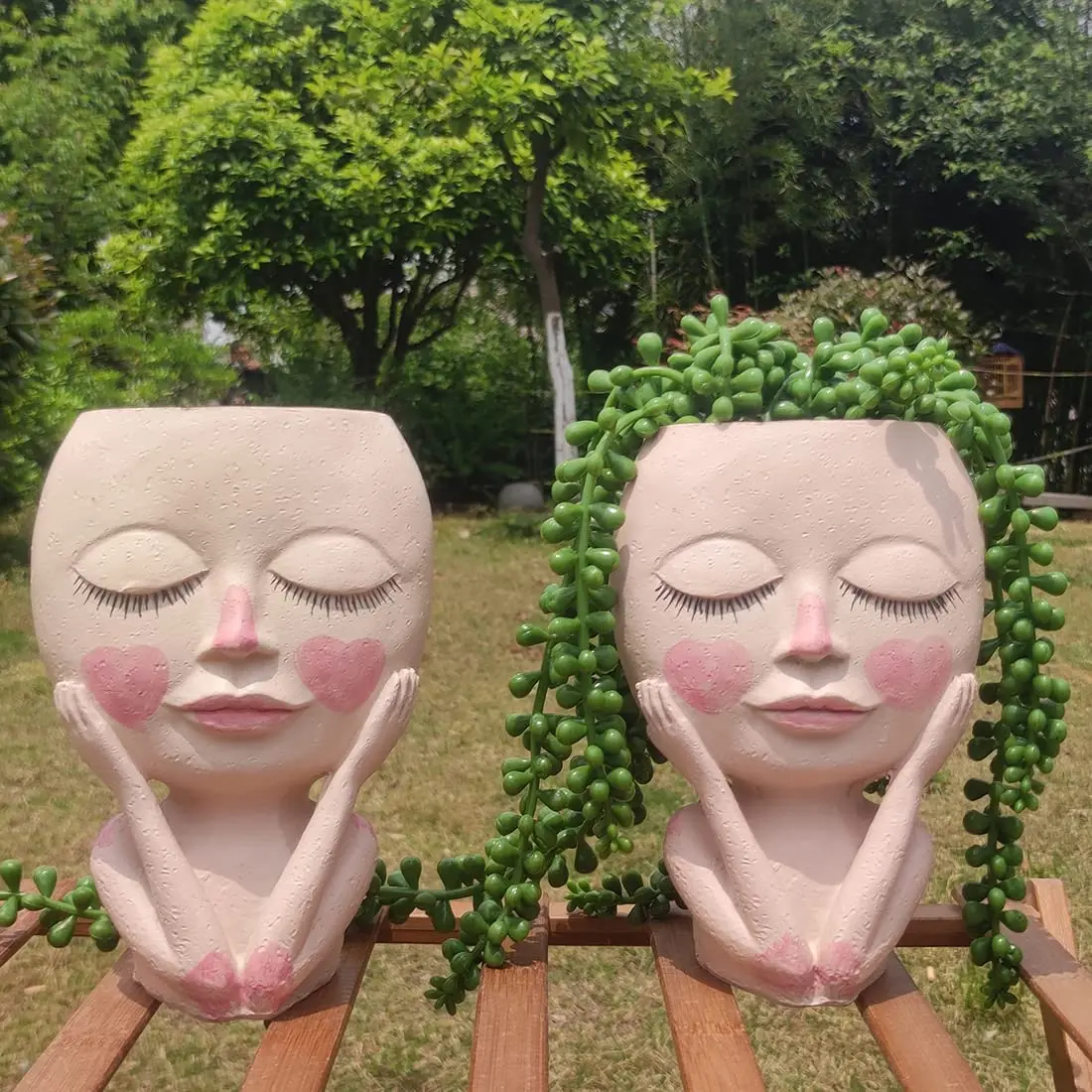 Цветочный горшок для лица цветочный головы фотографический с отверстием слива