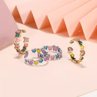vintage personality copper irregular luminous opening ring for women creative heart butterfly adjustaable ring fashion jewelry