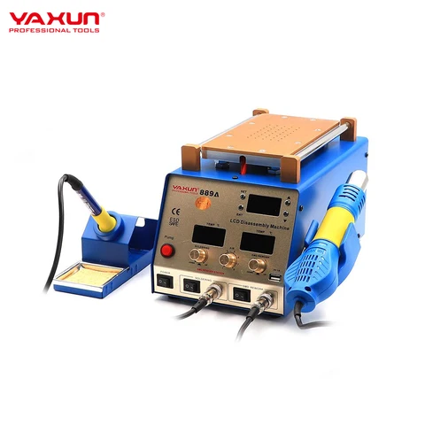 YAXUN YX889A мобильный телефон ремонт 3 в 1 комбинированная наладочная станция с сепаратором, горячим воздухом, железом для пайки, ЖК-дисплеем