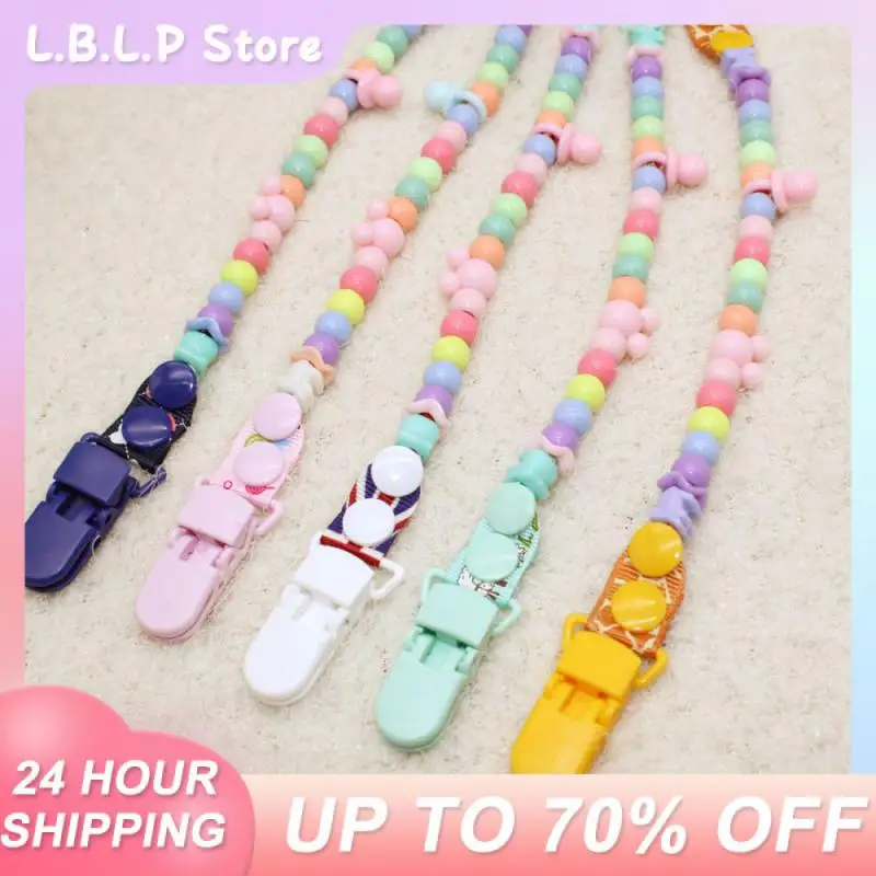 Pacifier Anti-losing Rope Baby Pacifier Clip Handmade Beaded Anti-lost Toy Chain Cute Print Handmade Beaded Pacifier Chain