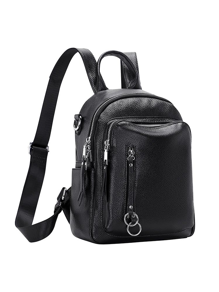 DOLEESUNE Small Genuine Leather Backpack Purse for Women Bagpack Cowhide Casual Fashion Multi-Function Shoulder Bag Young Girls