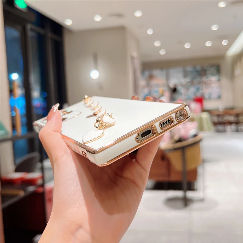 Женский чехол цепочка в форме сердца мягкая и ударопрочная конфетного цвета