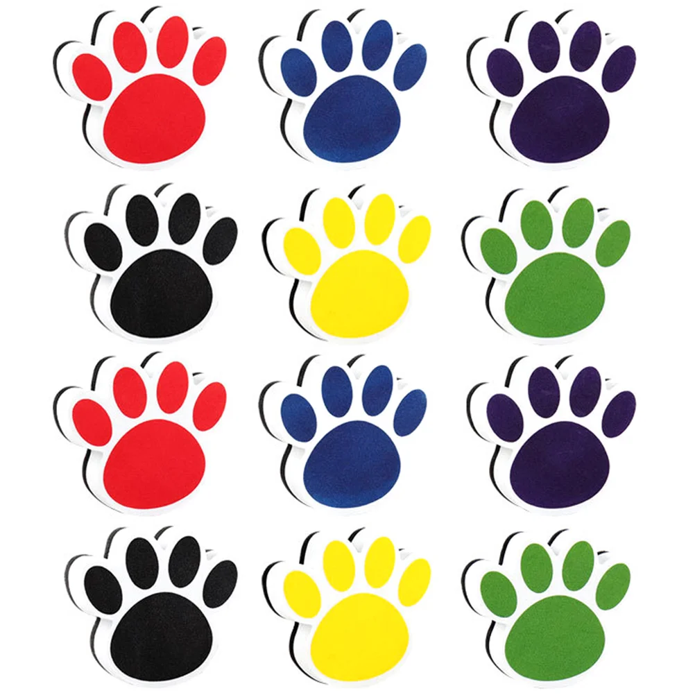 

12 Pcs Household Cat's Paw Whiteboard Eraser Office Kids Dry Erasers Eva Erasing