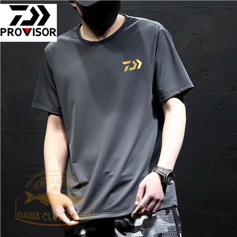 

Men's Dawa ice silk quick-drying fishing short-sleeved summer riding T-shirt round neck loose plus size breathable sweatshirt