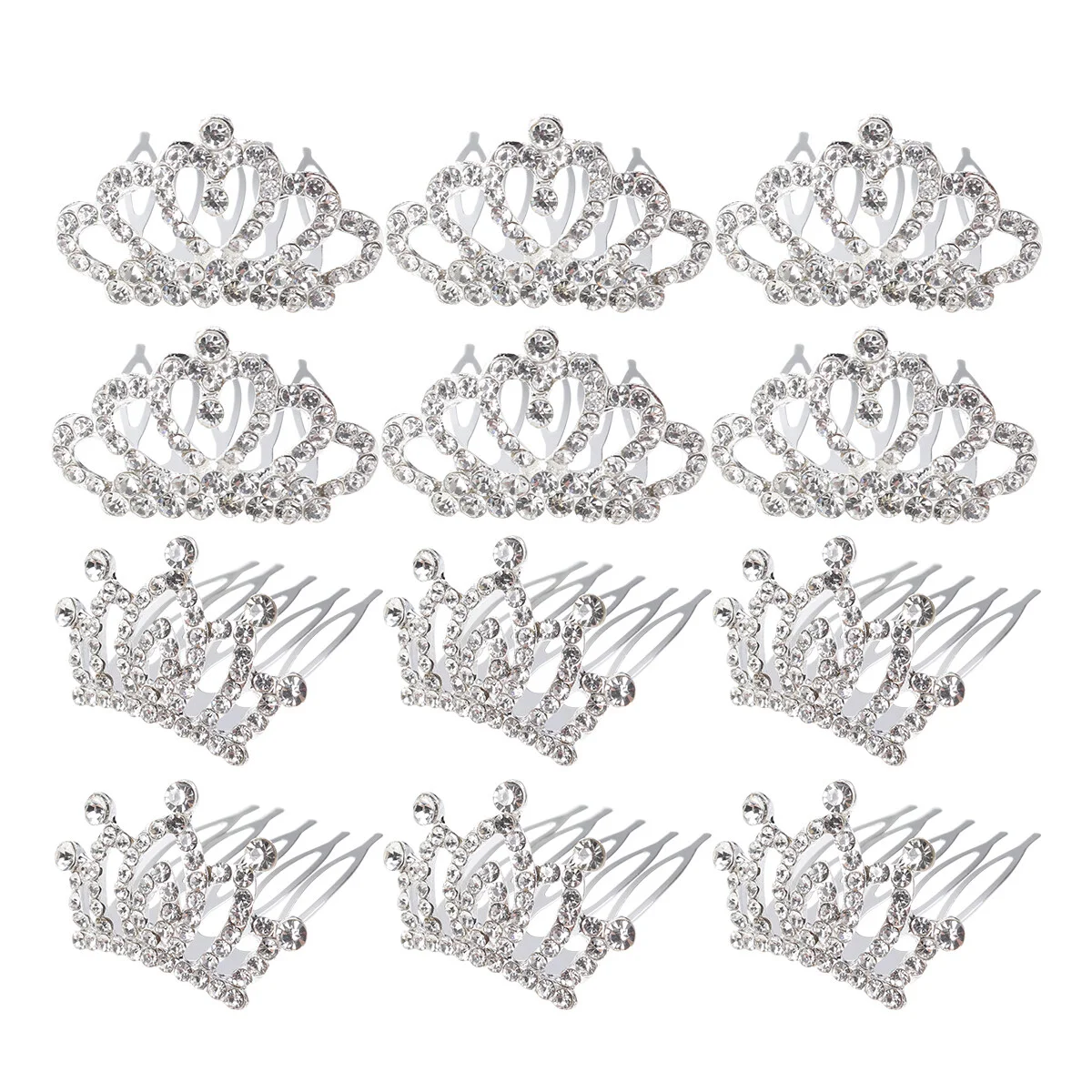 

12pcs Tiara Combs Crown Comb Rhinestone Tiara Crown with Comb Flower Girl Headpiece for Wedding Birthday Party