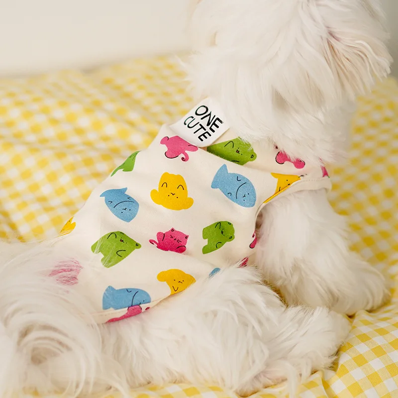 

Pet Dog Vest Summer Cotton Print Dogs Clothes Puppy Small Dog Breathable Vest Pet Thin T-shirt French Bulldog Girl Chihuahua Pug