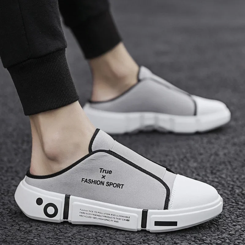 Мужские тапочки с полузакрытым носком удобные повседневные модные уличные