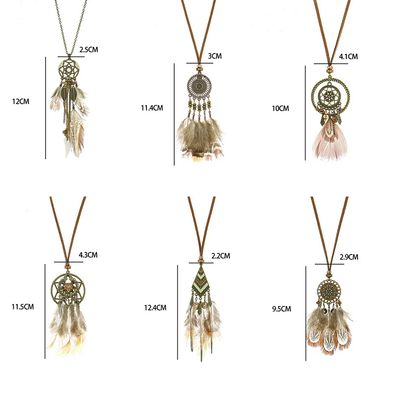 Ожерелье женское в этническом стиле Длинная коричневая веревочная цепочка с