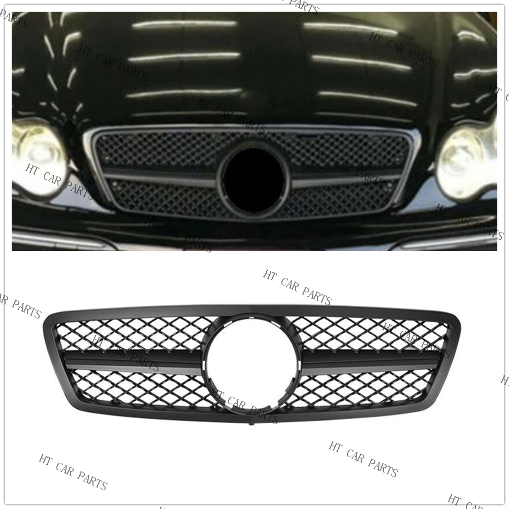 

For Mercedes Benz W203 C Class C63 C230 C240 C240 2000-2006 1 pcs Matte Black 1 Pin Style Grille Grill Front Upper Grille Grills
