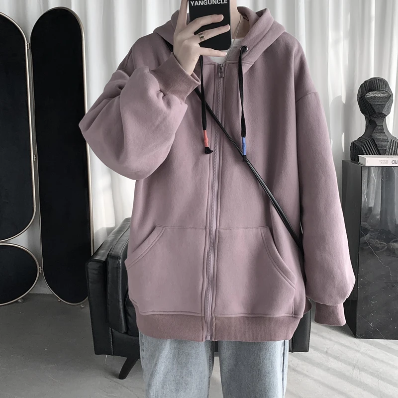 

Spring Solid Color Casual Zip Hoodie Sweatshirts Coat Streetwear Sudaderas Ropa Hombre Windbreaker Men Jacket S-3XL