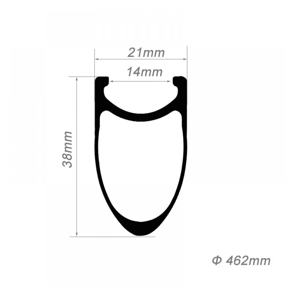 Обод велосипедный карбоновый бескамерный 451 мм 38x21 20x1/8 дюймов