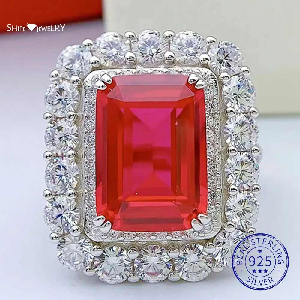 

Винтажное элегантное кольцо Shipei из искусственного серебра с изумрудом, обручальное кольцо с драгоценным камнем, изысканная бижутерия