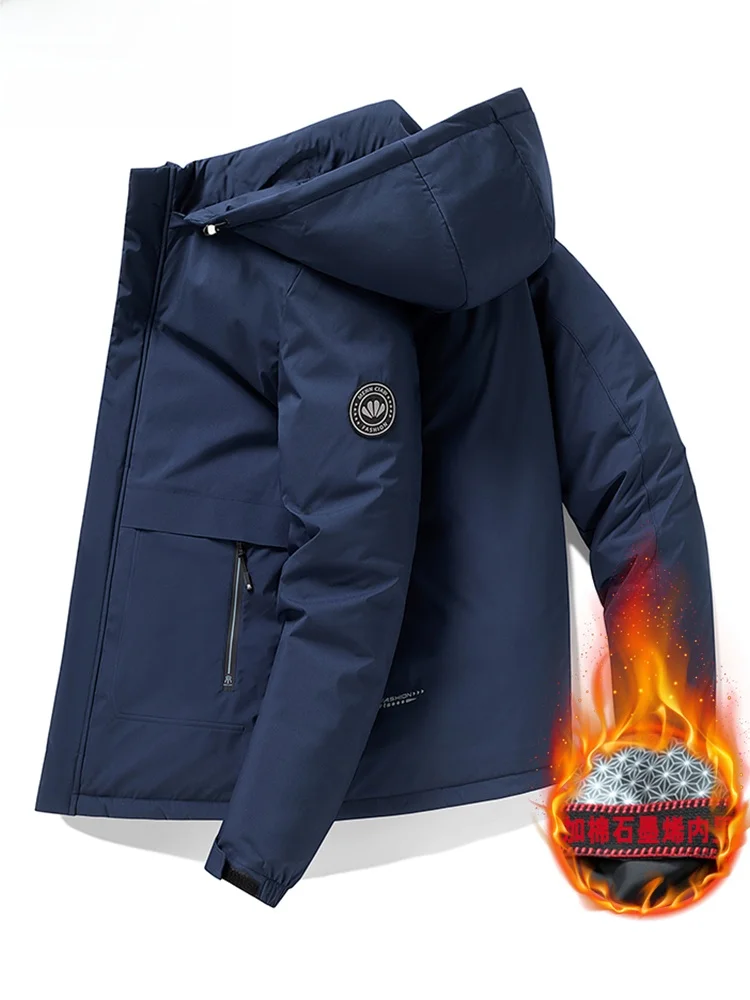 Senma up Down jacket Men's 2024 New Outerwear Cotton-Padded Coat Fleece-lined Thickened Warm Cotton-padded jacket Wi...