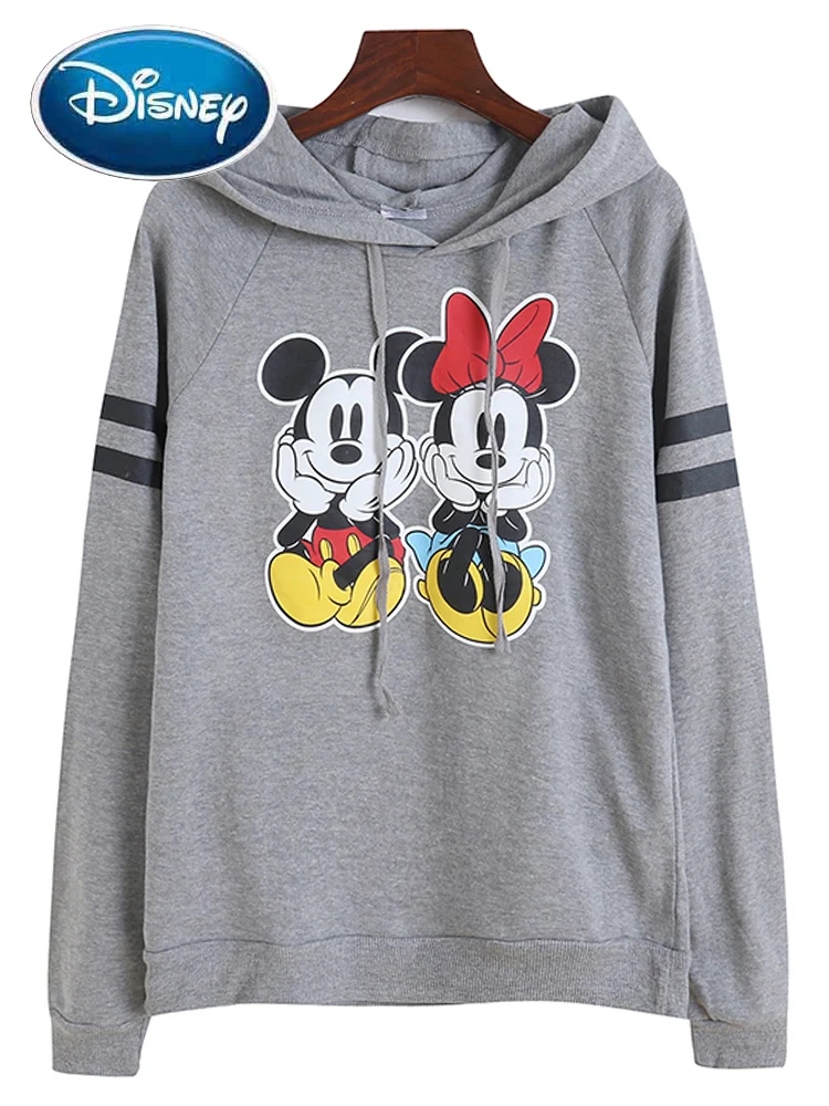

Disney Hoodies Sweatshirt Fashion Front Back Minnie Mickey Mouse Cartoon Print Women Long Sleeve Hooded Pullover Jumper Tops