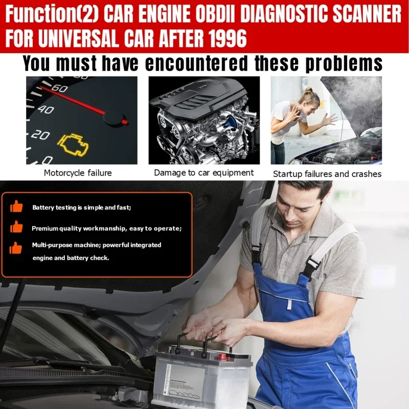 KONNWEI KW470 OBDII-считыватель кодов аккумулятор тестер и полная система замена