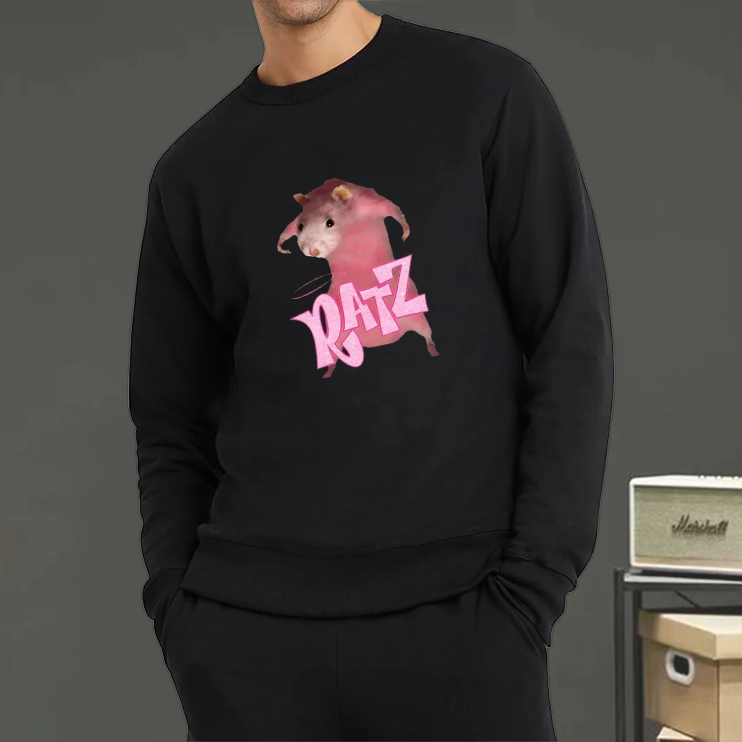 Ratz Mouse с мультяшным принтом для женщин и мужчин свободный пуловер круглым вырезом