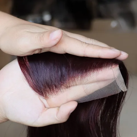 99J Темно-красные человеческие волосы Virgin Remy 4x4 5x5 13x4 13x6 Кружевная фронтальная застежка Прозрачные человеческие волосы Фронтальная застежка