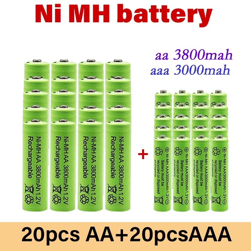 

1,2 в Aa 3800 мА/ч 1,2 в Aaa 3000 мА/ч щелочная батарея в Ni-MH Aa oplaadnaked Batterij clok Speelgoed camera Batterij Mp3 Milwaukee