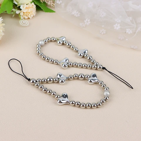 Подвеска для телефона, оригинальный дизайн, пластиковая веревка с бисером в виде сердца для телефона, женщин, мужчин, короткие ремешки для сотового телефона, брелки