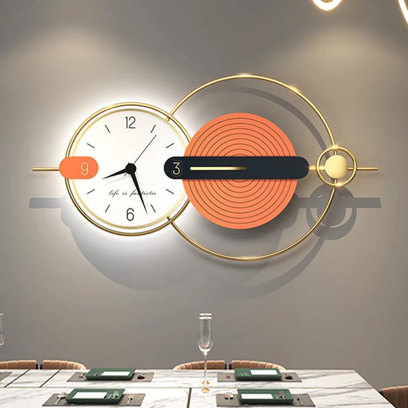 

Living Room Digital Wall Clock Art Modern Metal Design Wall Clock Nordic Gold Original Horloge Murale Kitchen Decoration HY50WC