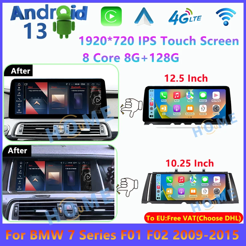

10.25" 12.5" Android 13 Touch Screen For BMW F01 F02 2009-2015 Car Accessories Carplay Monitor Multimedia Stereo Radio Player