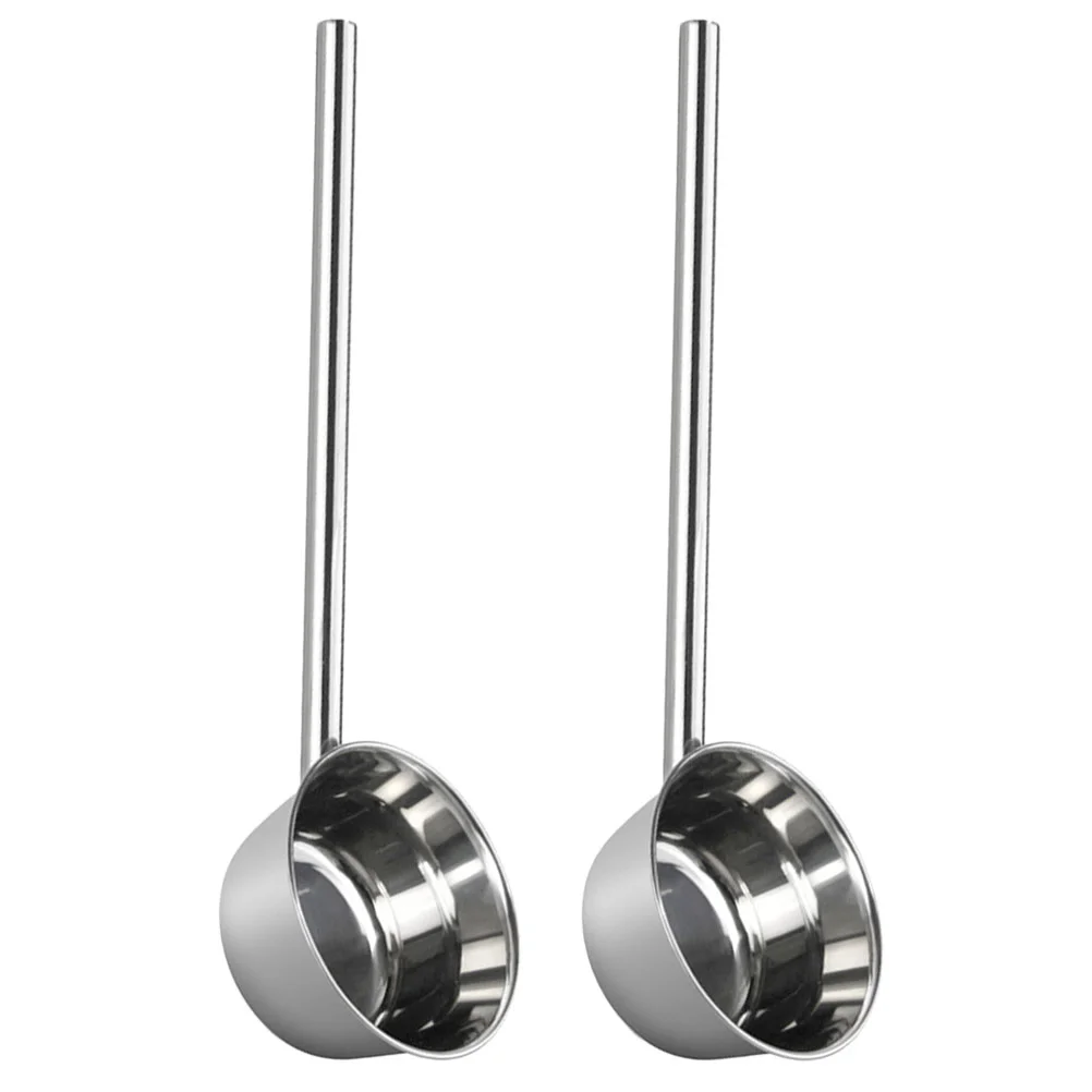 

2 Pcs Stainless Steel Spoon Water Ladle Household Scoop Infant Dipper Baby Metal Short Handle Large Deep Soup