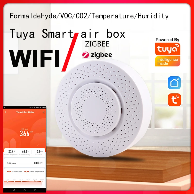

Zigbee 3.0 Tuya Gas Smoke Alarm Detector Carbon Dioxide Sensor Formaldehyde VOC Temperature Humidity Automation Alarm Detector