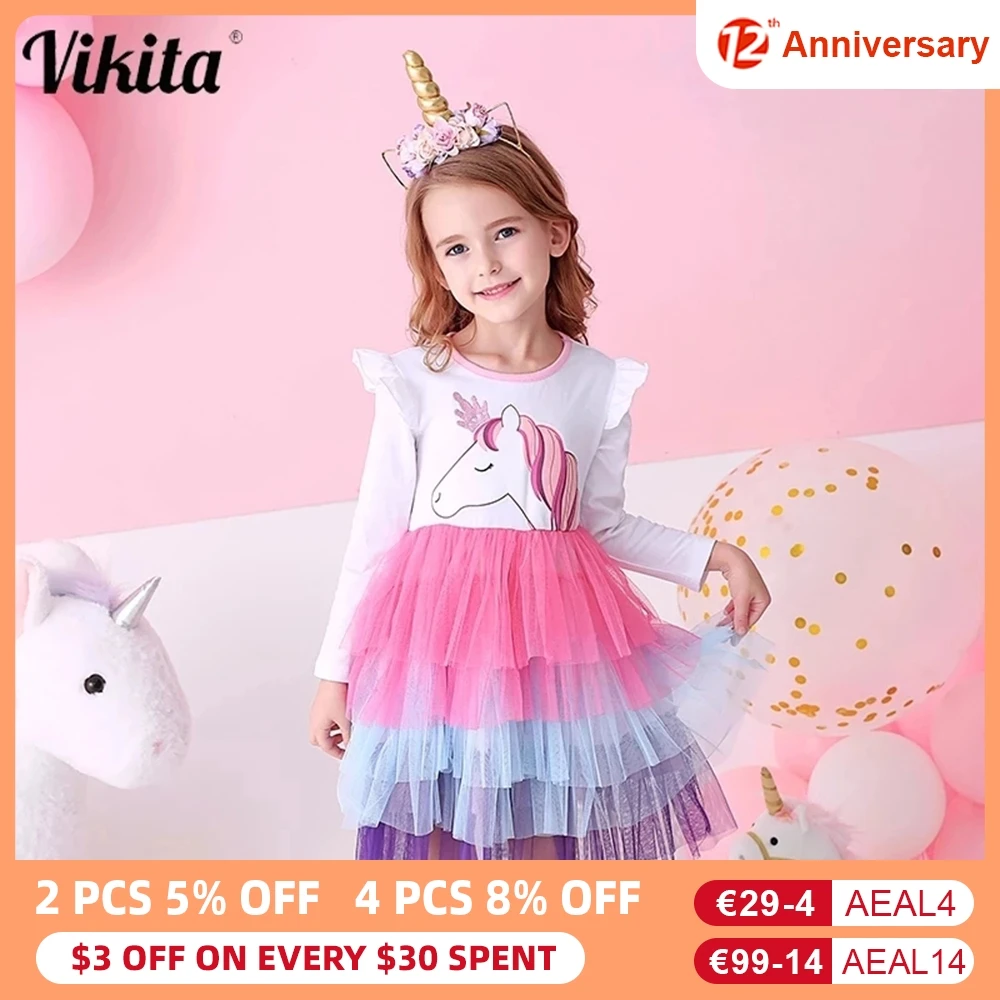 Платье для девочки с мультяшными героями VIKITA демисезонное платье единорогом