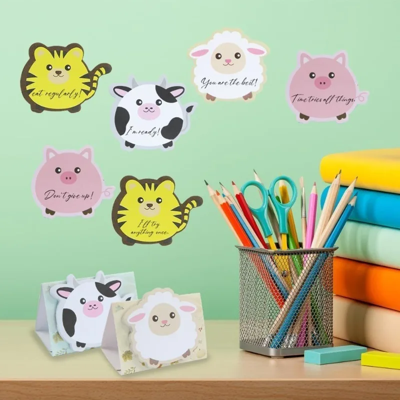 

IFFVGX 20 Sheets Cartoon Animal Cute Post It Notes Portable Memory Notes Stickers Pocket Memo Pad Stationery School Supplies