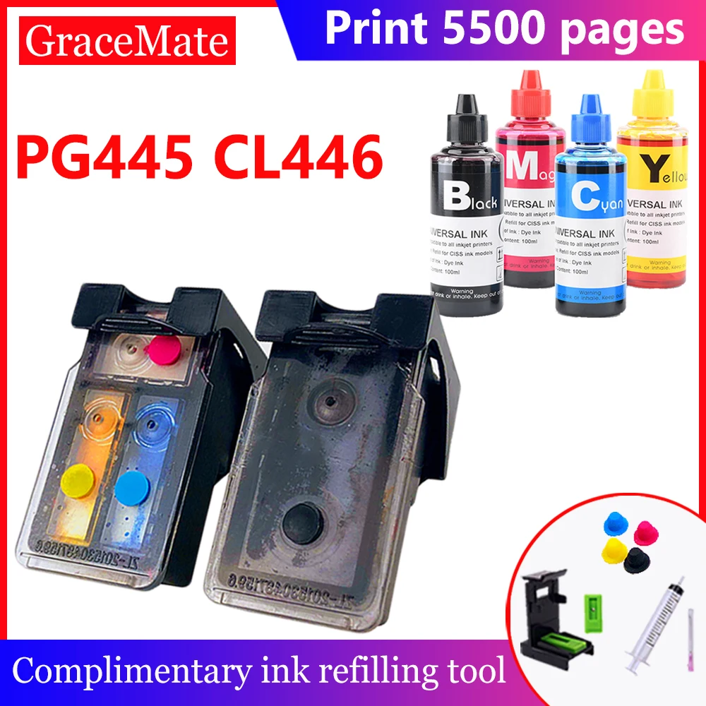 PG 445 PG445 pg445 PG-445 CL-446 CL 446 cl446 Refillable Ink Cartridge for Canon PIXMA MX494 MG2440 MG2540 MG2940 IP2840 TS3140
