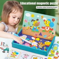 2 in 1 dress up magnetic puzzle toys children 3d puzzle writing magnetic drawing board learning education toys for kids girls