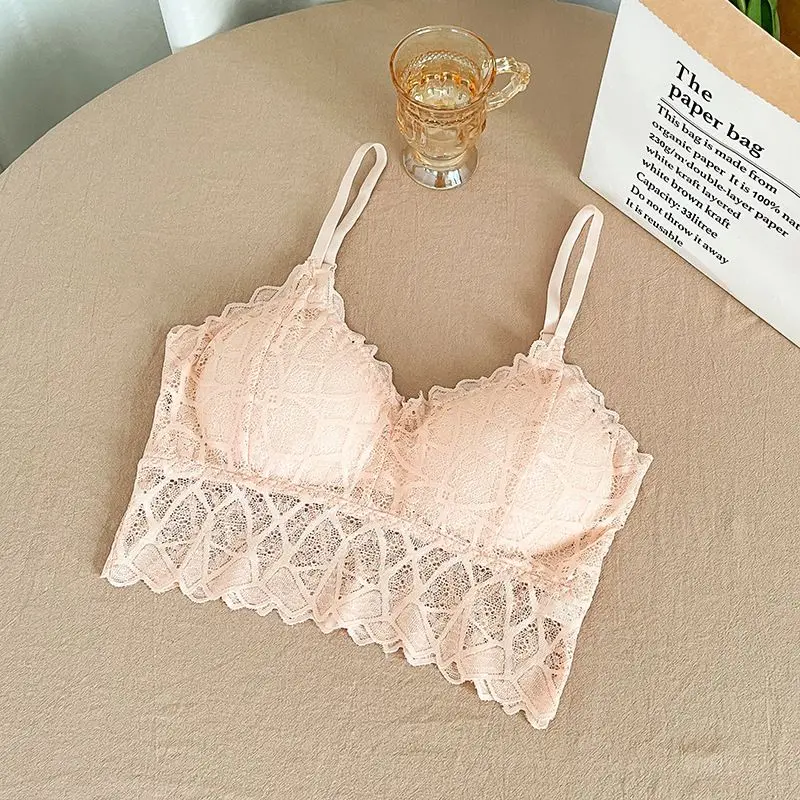 New Women Lace Bras Top Comfortable Bralette Solid Color Sexy Underwear Vest Female Hollow Out Wireless Lingerie Seamless Bra images - 6
