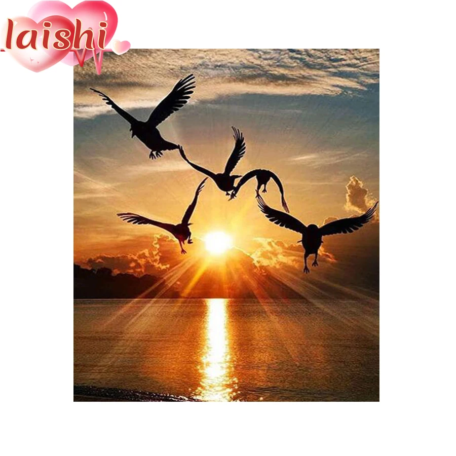 

Картина из страз 5D "сделай сам", солнце, Чайка, фотокартина, полная вышивка, мозаика, 3d настенное искусство, картина стразы, Декор, подарок