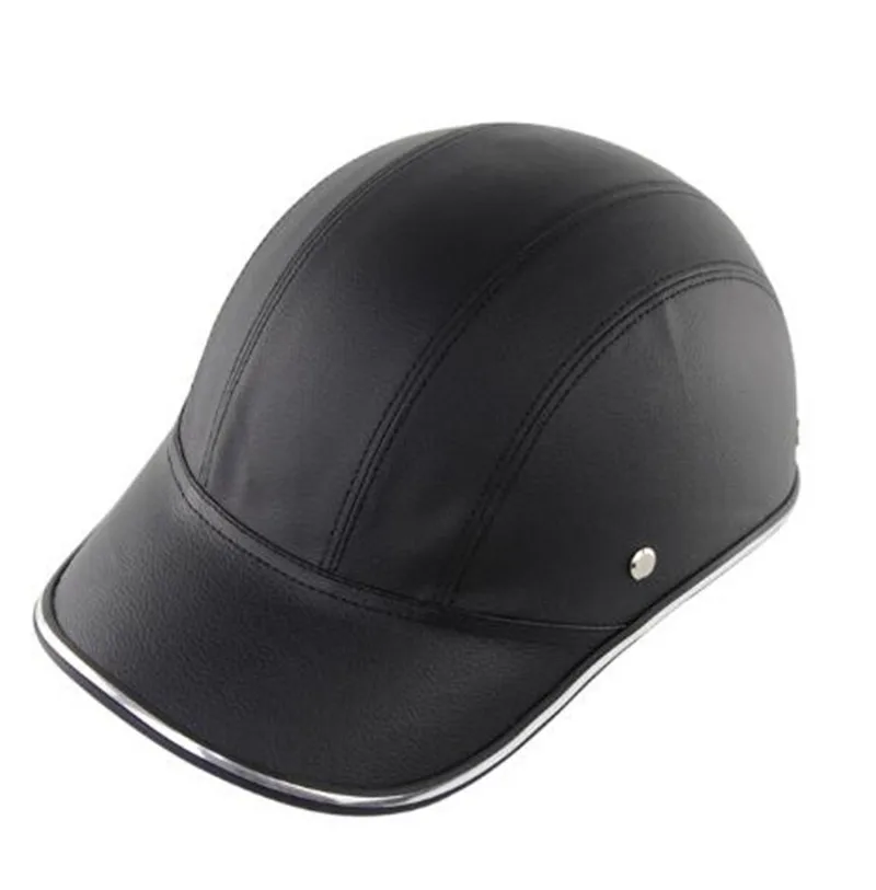 Motorcycle Protective Helmet Half Open Face Vintage Hat Baseball Cap Style Leather Safety Summer Cap Unisex Scooter Racer Helmet enlarge