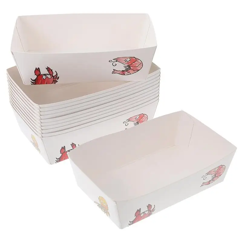 

100pcs Disposable Ship Box Fried Snacks Storage Boxes Oil-Proof Frying Food Containers Fried Chips Holders