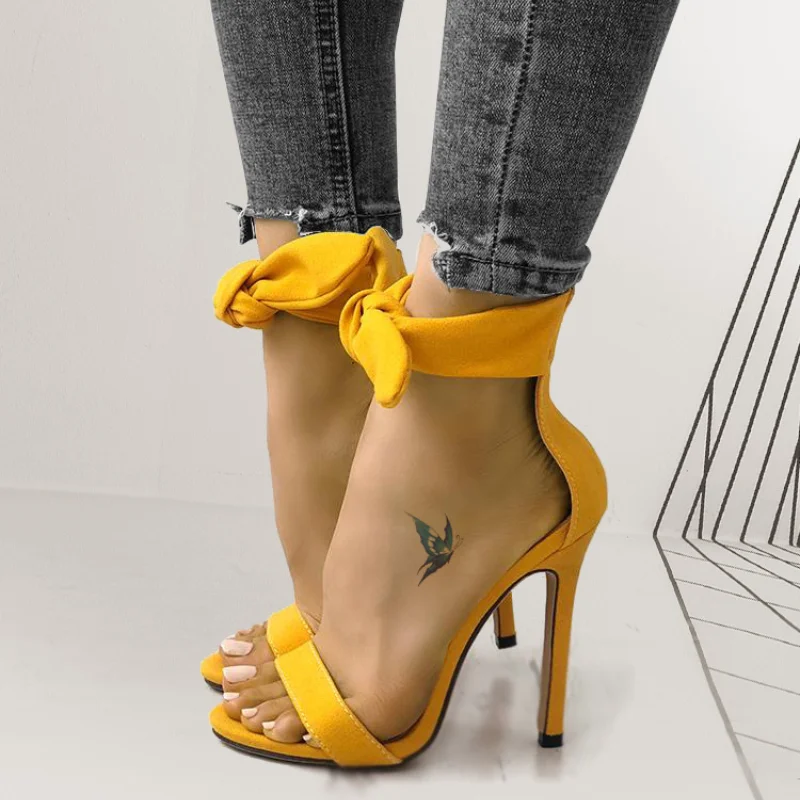 

Female High Heels Stiletto Fish Mouth Shape PU Super Heel Solid Color Rubber Non Slip Wear Resistant Womans Shoes