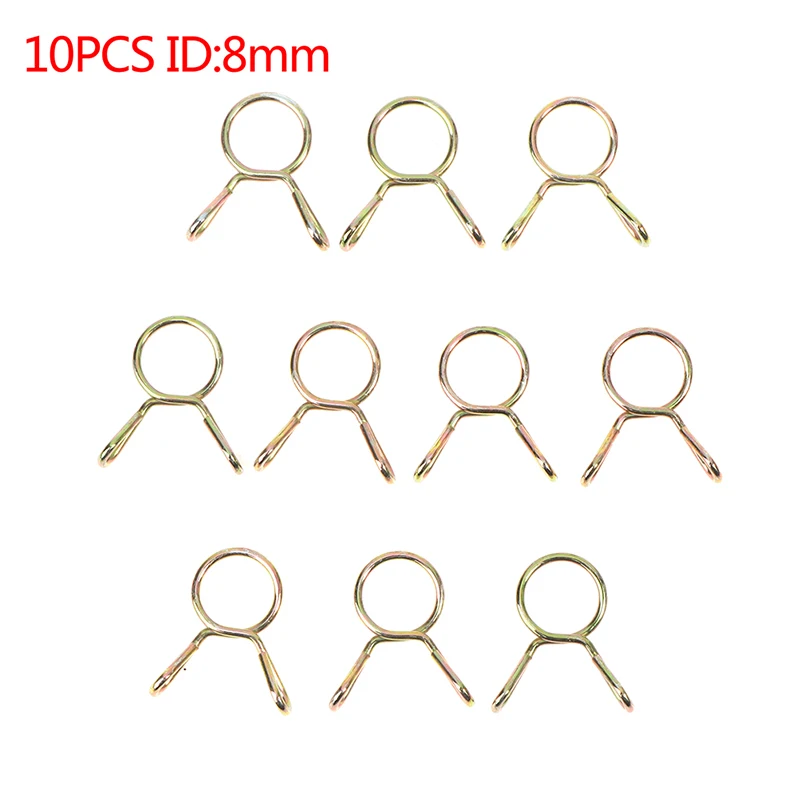 

10Pcs 8mm Motorcycle Scooter ATV Moped Fuel Line Hose Tubing Spring Clips Clamp Metal Spring Clips