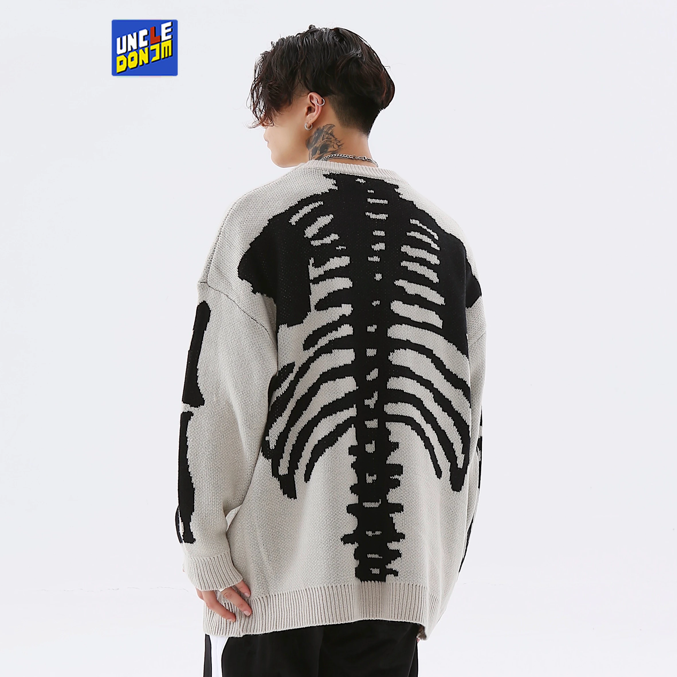 

Skeleton Knitted Sweater Mens Men's Winter Sweater Streetwear Vintage Sweater Men's Pullover Oversized Sweater