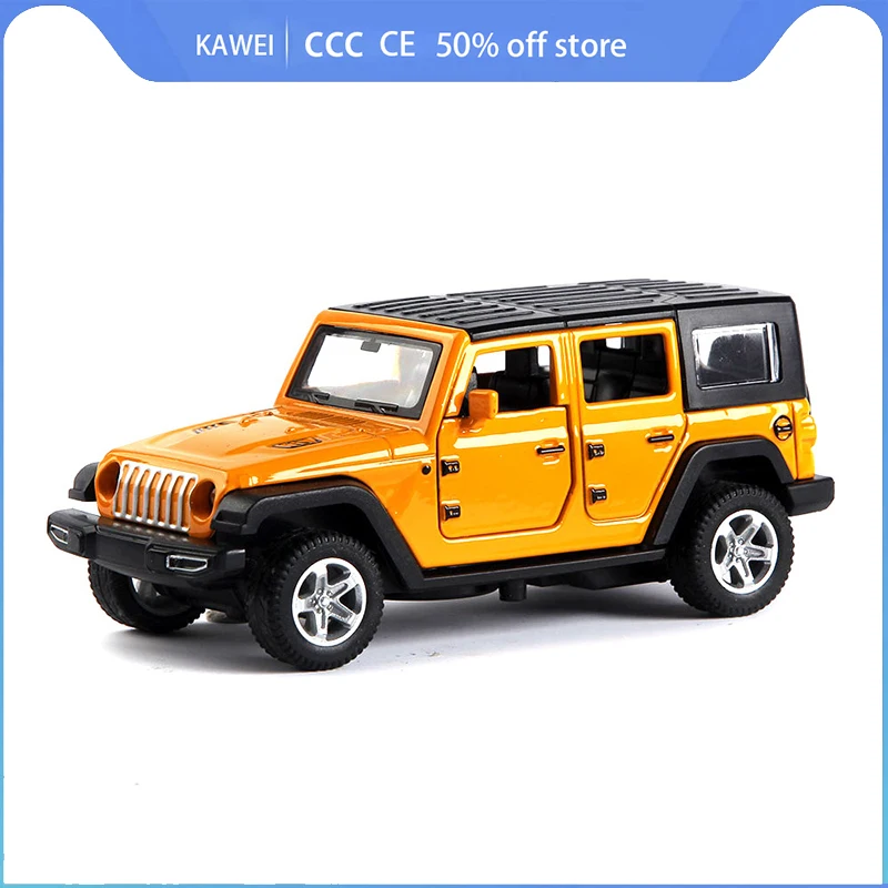 1:36 JEEPS Wrangler Alloy Car Model Simulation Off-road Toy Vehicle Decoration Ornaments Pull Back Toys Car  Kids Collect Gifts