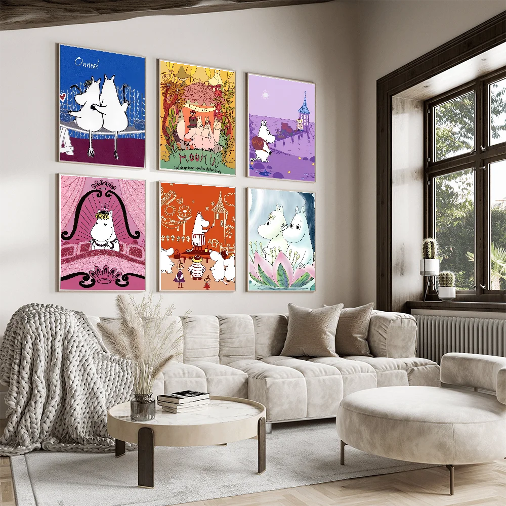 Комикс М-мумины плакат аниме плакаты клейкие Декорации живопись настенное искусство белая крафт-бумага Настенный декор