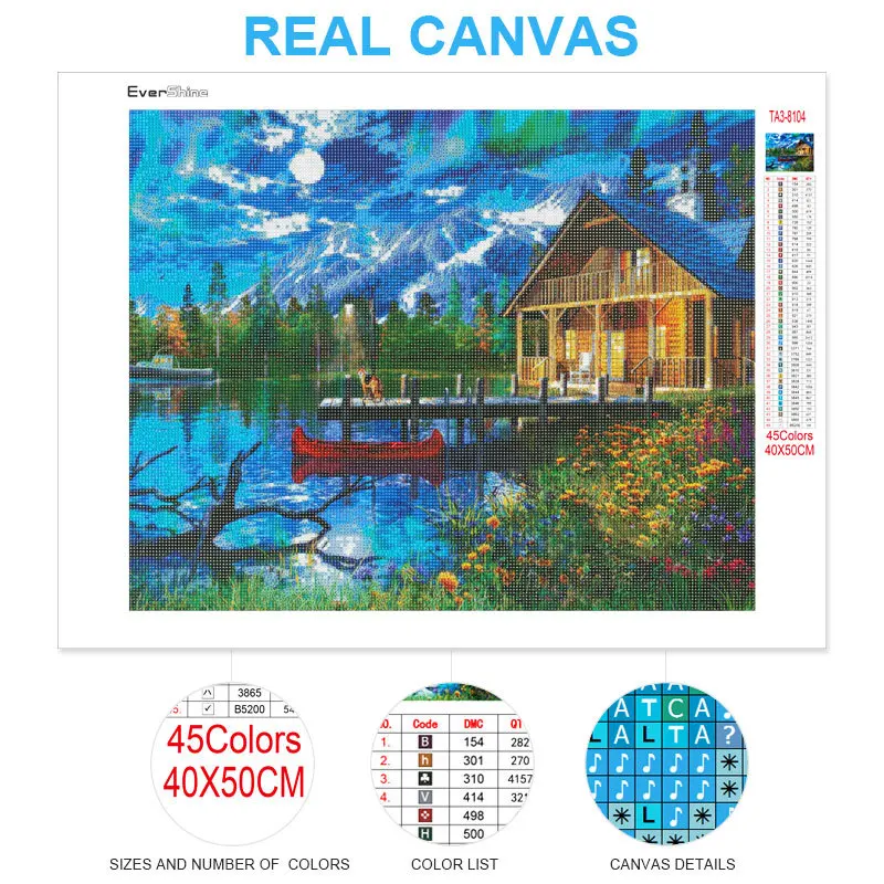 evershine 5d diamond painting kits house picture rhinestones diamond embroidery lakeside landscape cross stitch decor home free global shipping